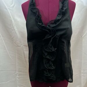 Source Unknown Black Ruffled Blouse